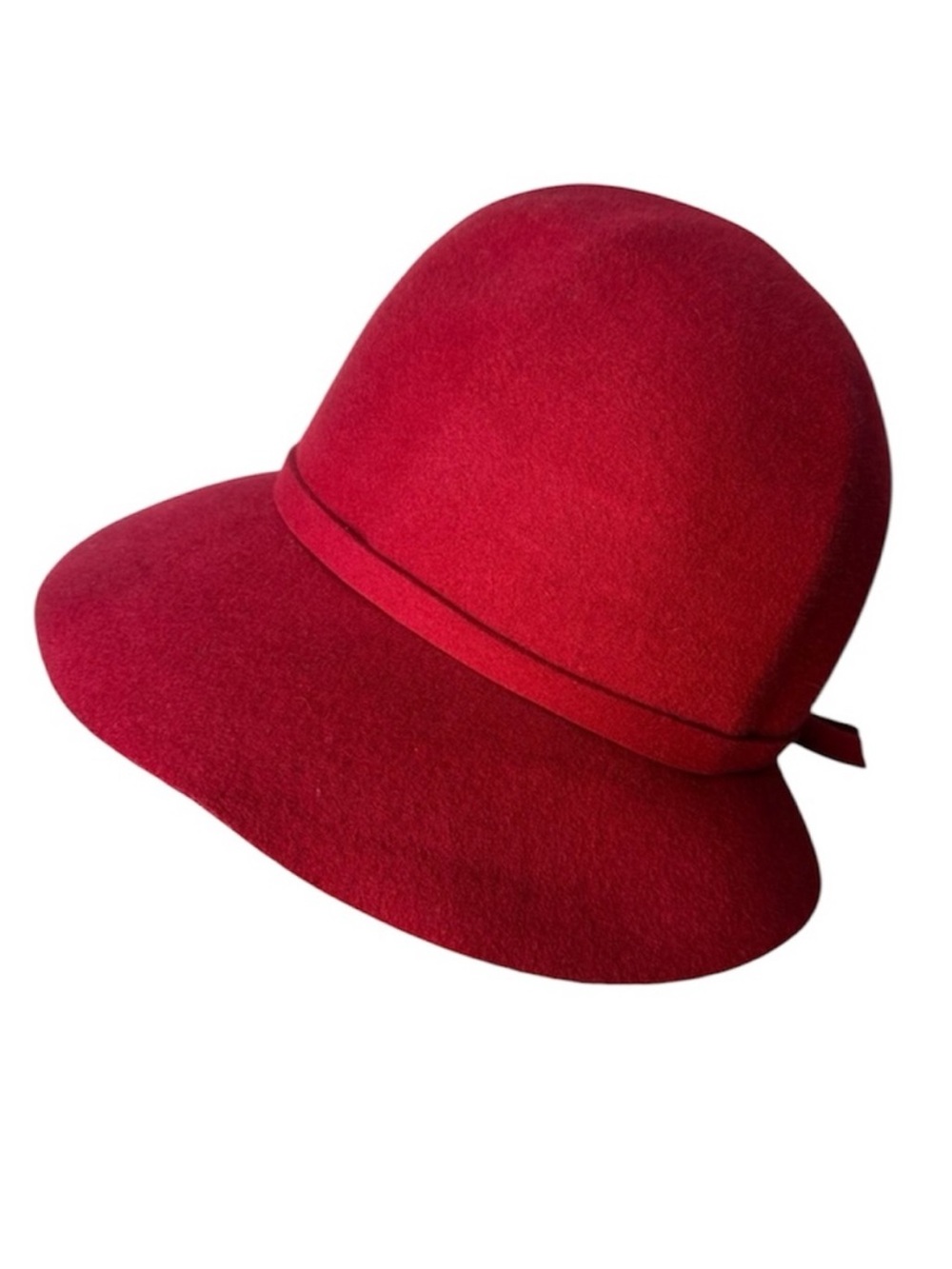 JERRY YATES Vintage Cherry Red Felt Hat Fedora Bowler Brim 50’s 40’s Mod Retro